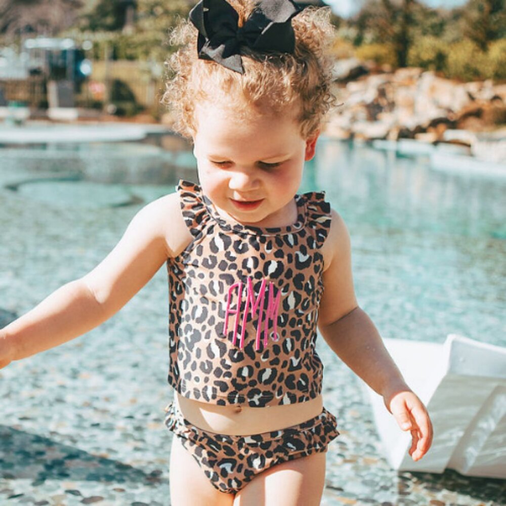 Kids Cheetah Ruffle Tankini - Picture 2 of 3